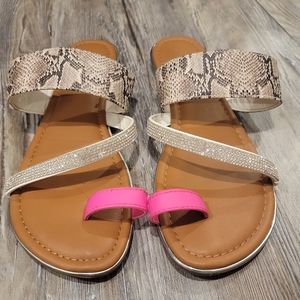 SUGAR Pink and Rhinestone Sandals Size 8